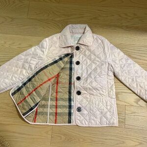Burberry Pink Quilted Jacket with Plaid Accents(Kid)